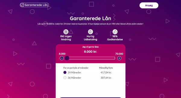 Garanterede Lån - Lån op til 70.000 kr.