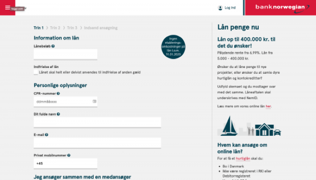 Bank Norwegian - Lån op til 400.000 kr.