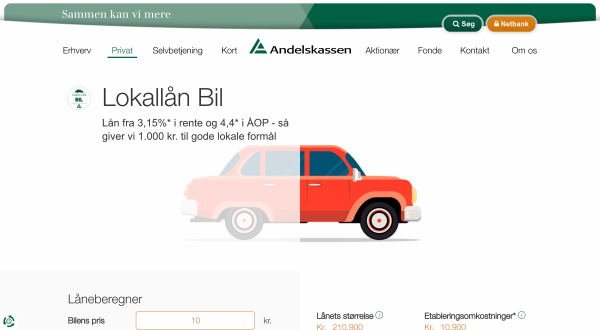 Andelskassen Lokallån Bil op til 200.000 kr.