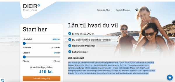 D|E|R - Lån op til 100.000 kr.