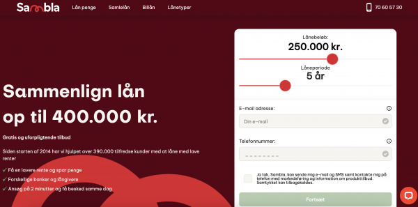 Sambla – Sammenlign lån op til 400.000 kr.