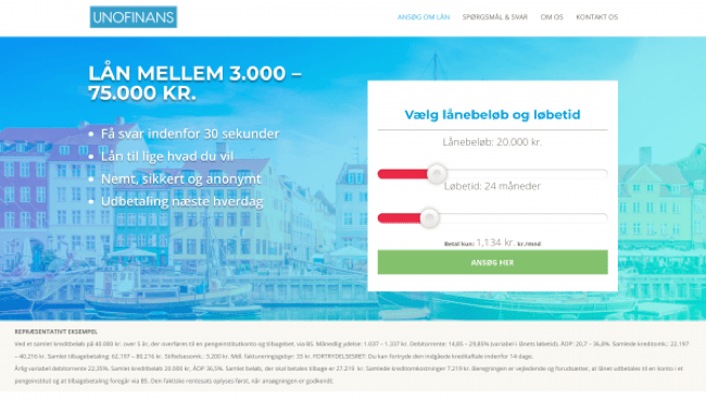 Unofinans - Lån op til 75.000 kr.